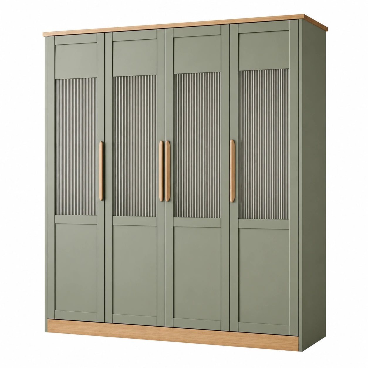 Armoire 4 portes en bois et verre vert olive