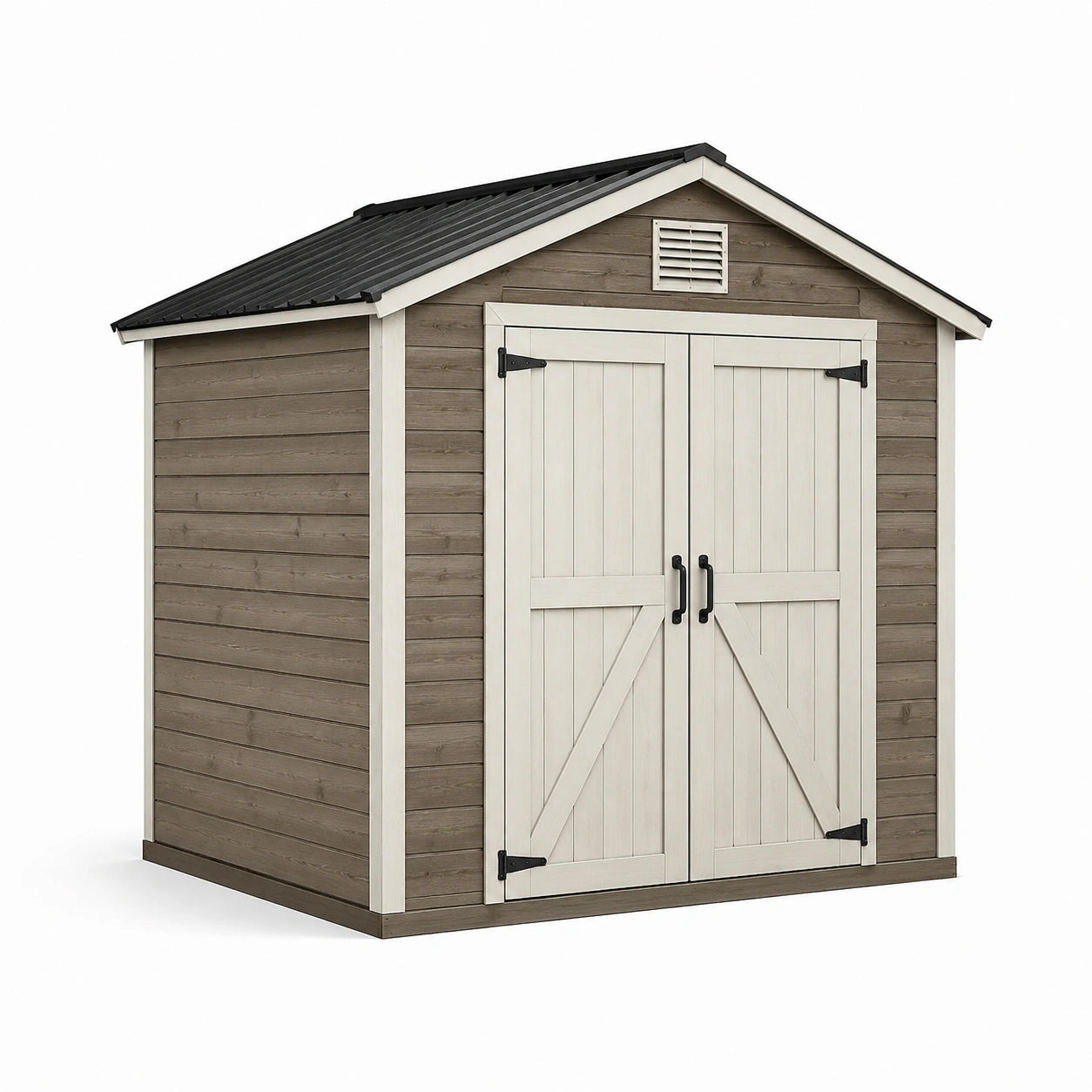 Abri de jardin en bois et plastique 200x200x230 cm marron et beige