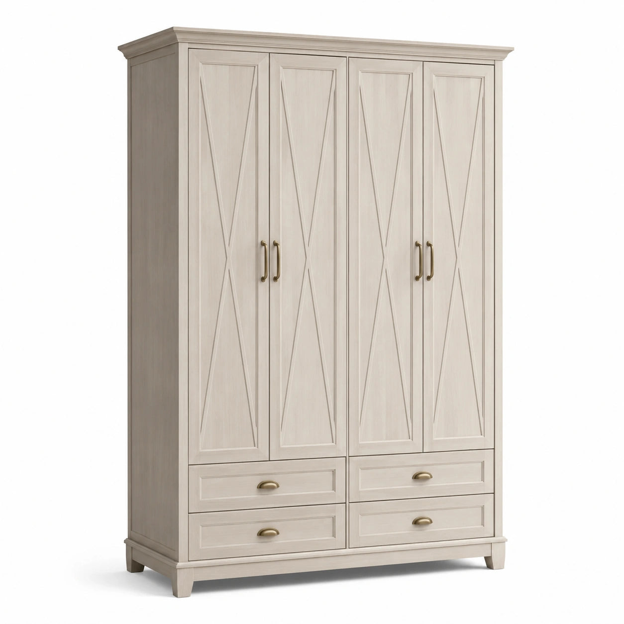 Armoire en bois à 4 portes chêne clair 200x160x60 cm