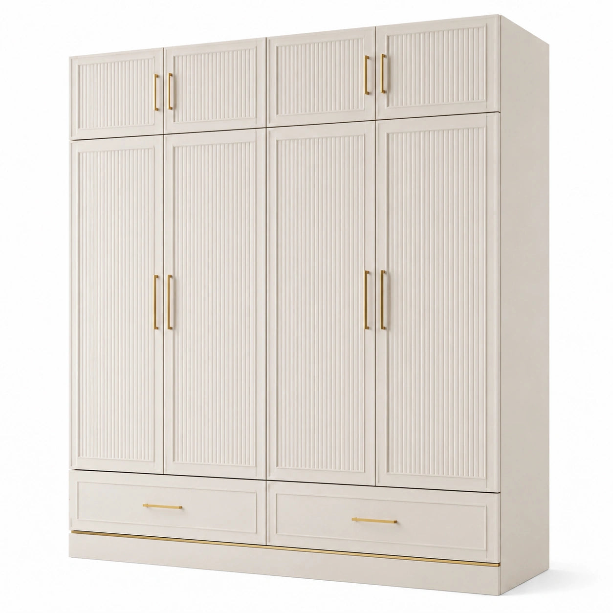 Armoire en bois MDF avec poignées dorées 240x60x240 cm