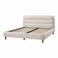 Lit double bois et polyester 200x160 cm beige