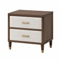 Table de chevet en bois avec tiroirs en tissu polyester marron et beige