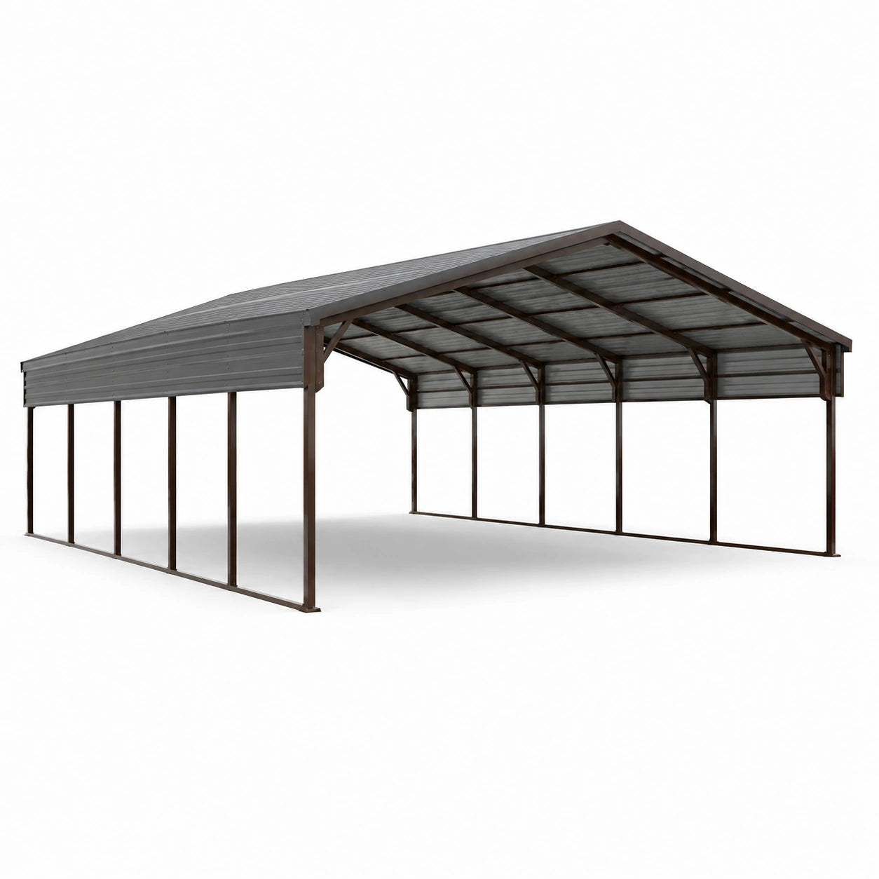 Abri double en métal galvanisé gris 600x300x250 cm