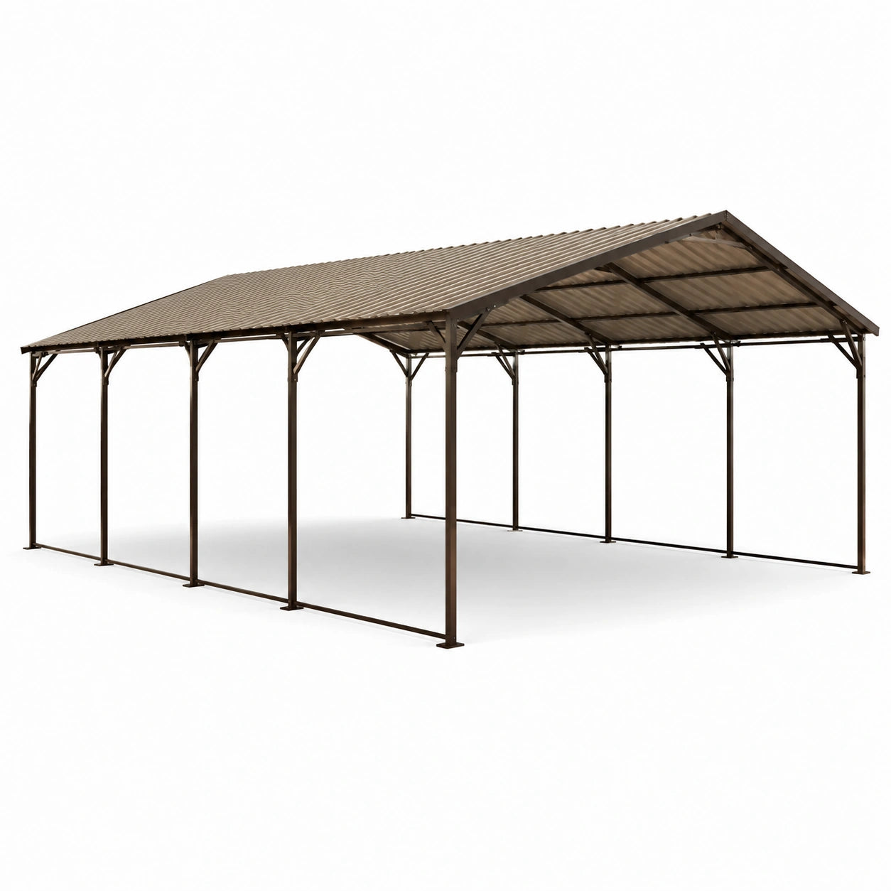 Abri voiture en métal brun avec cadre en acier galvanisé 600x300x230 cm