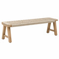 Banc en bois de teck avec assise en corde tressée beige 150 cm