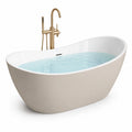 Baignoire îlot en acrylique blanc et beige avec mitigeur