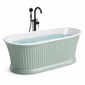 Baignoire îlot ovale en acrylique blanc et vert avec robinetterie noir