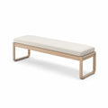 Banc long en bois avec coussin en polyester beige