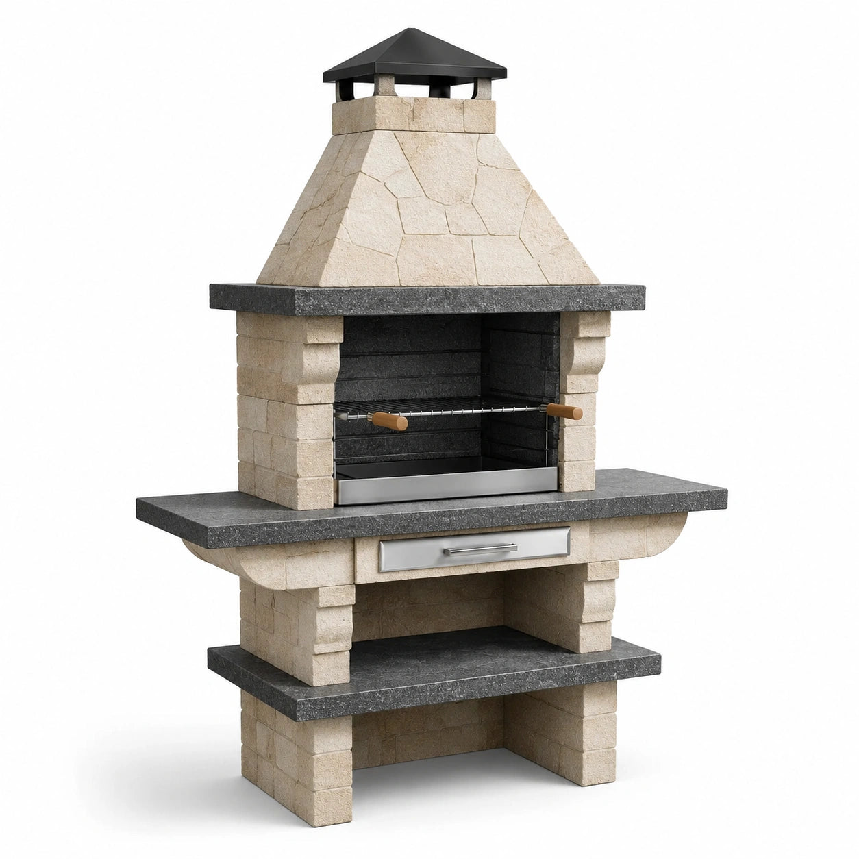 Barbecue en pierre avec grille en acier inoxydable 160x120x65 cm