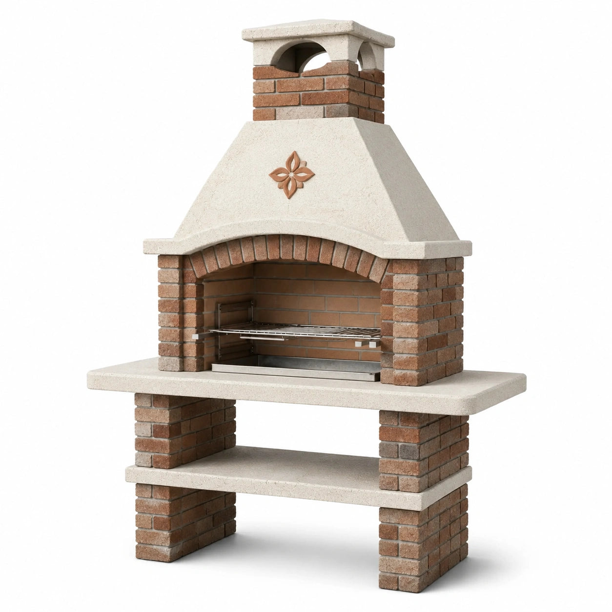 Barbecue en brique et béton avec grill en acier inoxydable
