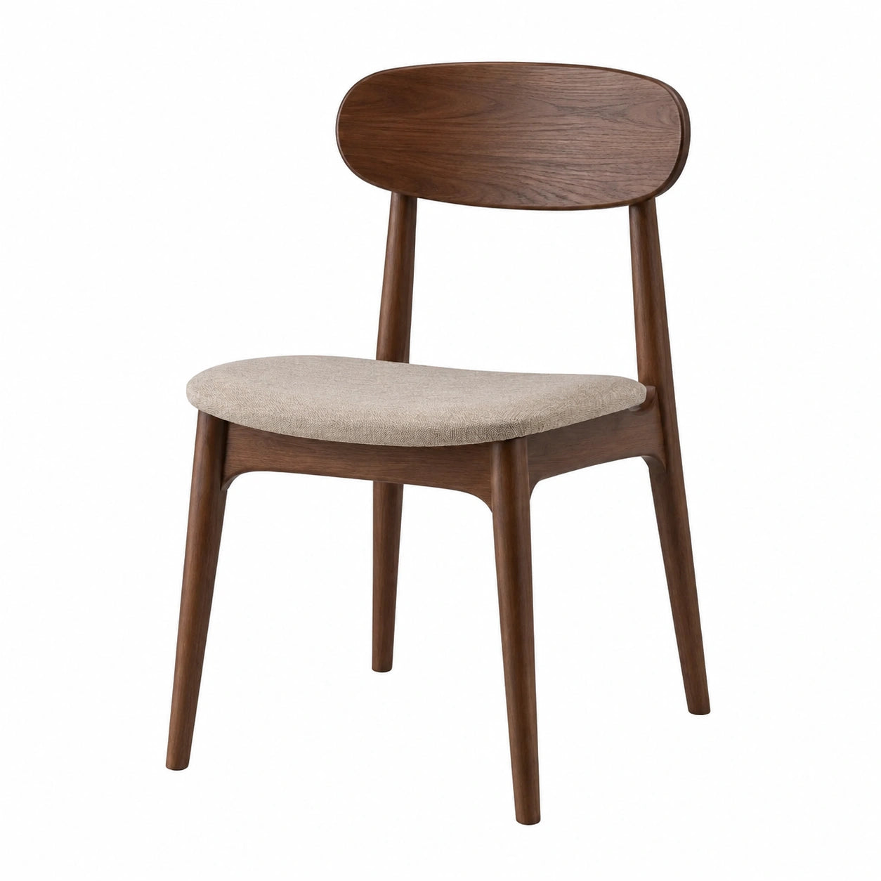 Chaise en bois massif avec assise en tissu polyester marron clair