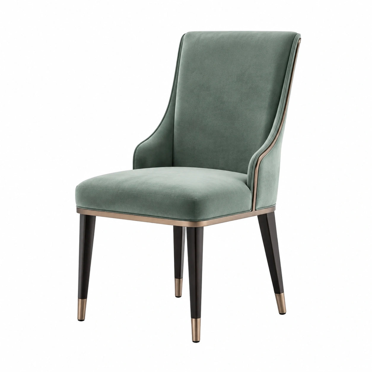 Chaise en bois et velours vert H85cm
