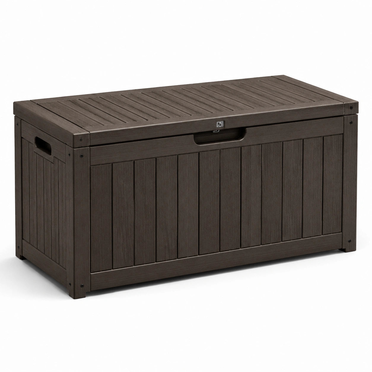 Coffre de rangement extérieur bois composite marron