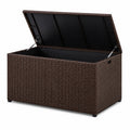 Coffre de rangement en résine tressée marron avec cadre en acier 120x50x60cm