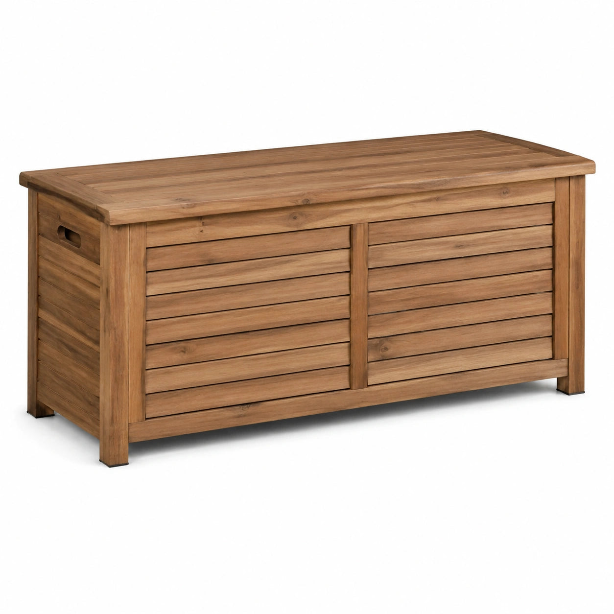 Coffre de rangement en bois teck marron clair 120x50x50cm