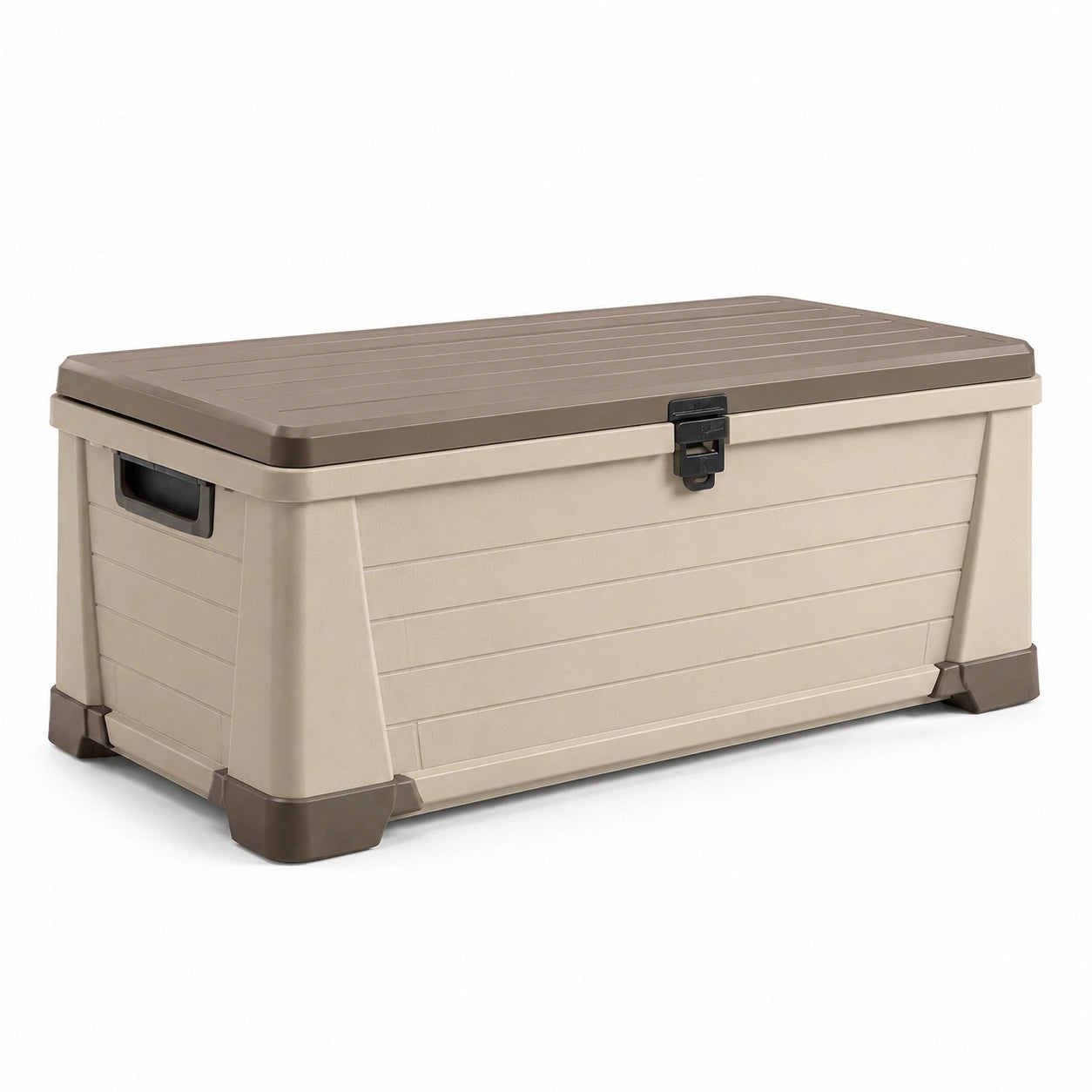 Coffre de rangement en plastique beige et marron 120x60x60 cm