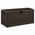 Coffre de rangement extérieur en résine tressée marron 120x60x55 cm