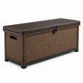 Coffre de rangement extérieur polypropylène tressé marron 120x45x60 cm