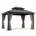 Pavillon de jardin en aluminium avec toit en acier 3x4 m noir et beige
