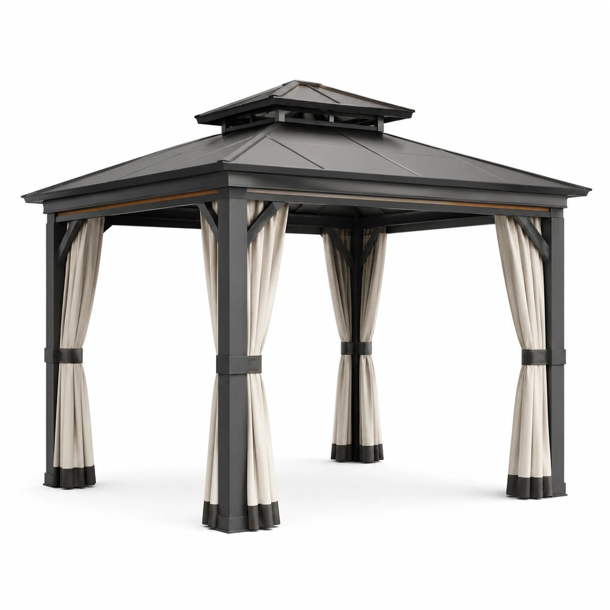Pavillon en aluminium avec toit en acier et rideaux en polyester 300x400 cm