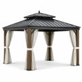 Pavillon de jardin en aluminium et acier avec rideaux en polyester 300x300 cm