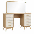 Coiffeuse en bois avec miroir et tiroirs multiples bois/ivoire