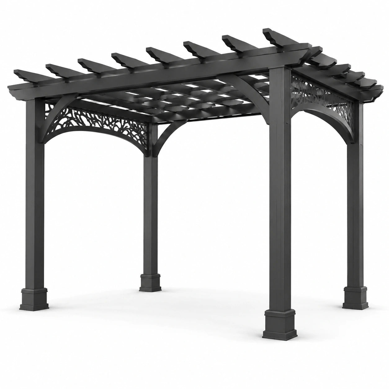 Pergola en aluminium noir avec treillis 3x3x2,5m