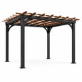 Pergola en aluminium et bois noir et marron 300x300x240 cm