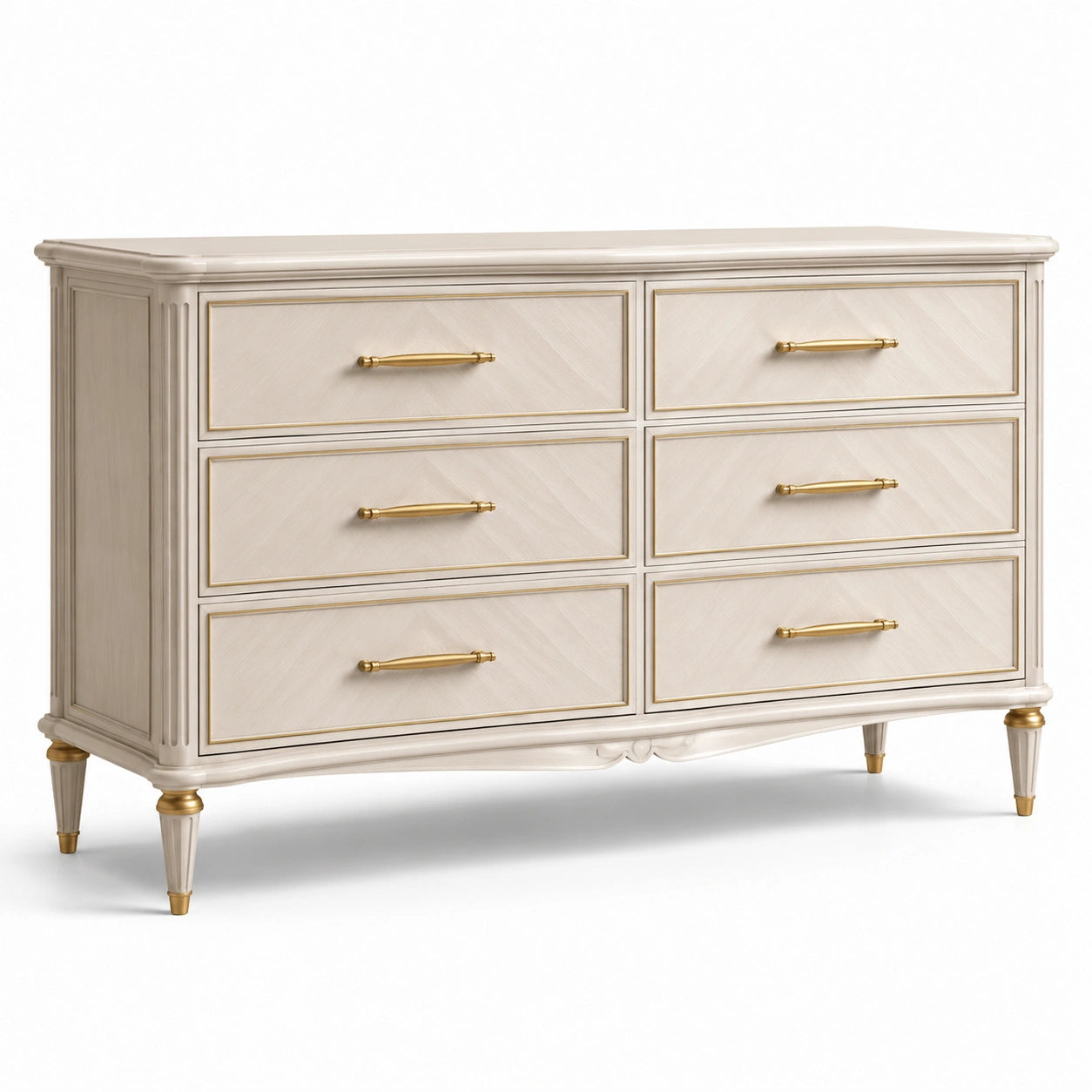 Commode en bois avec poignées en métal doré 140 x 45 x 80 cm