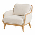 Fauteuil en bois massif et tissu bouclé beige