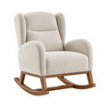 Fauteuil à bascule en bois et tissu polyester beige